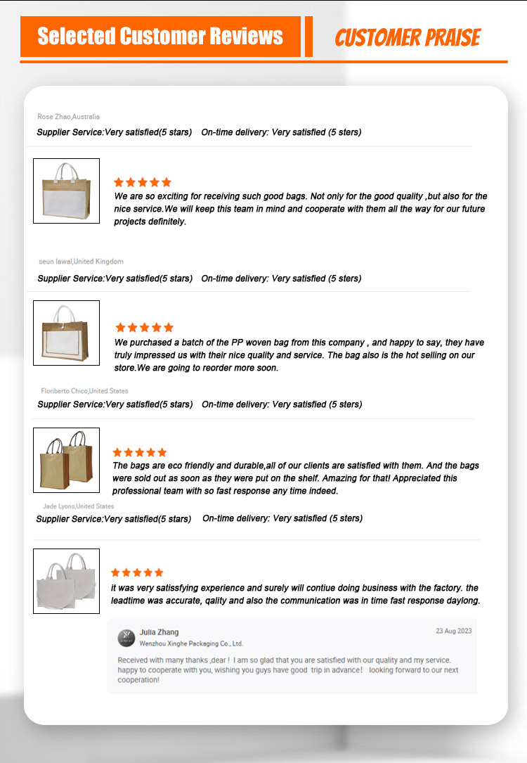 Xinghe Washable Eco Friendly Custom Promotion Logo Color Supermarket Shopping Jute Print Customization Shopping Bag  