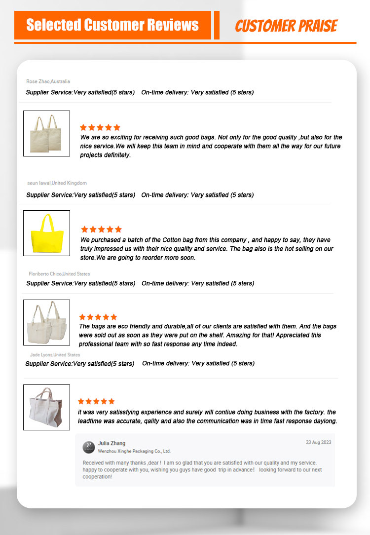 Xinghe High Quality Eco-friendly Waterproof lightweight Recycled Canvas Tote Bag Reusable Multi-functional Cotton shopping Bag Print  