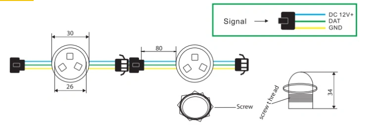 DC12V 24V UCS1903 RGB pixel light 26mm 3leds 6leds amusement park light (XXA-26)
