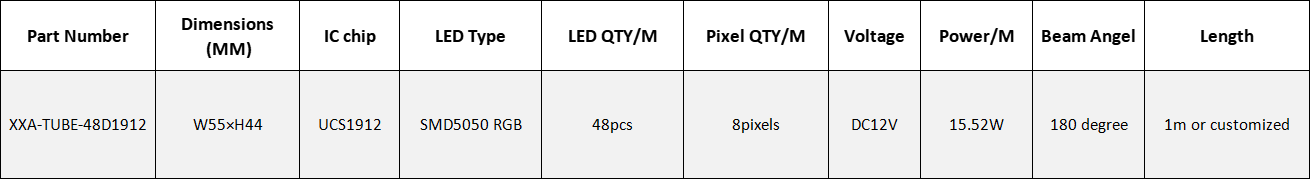 DC12V 48LEDs 16Pixels UCS1912 Digital RGB LED Outdoor LED Guardrail tube (XXA-TUBE-48D1912)