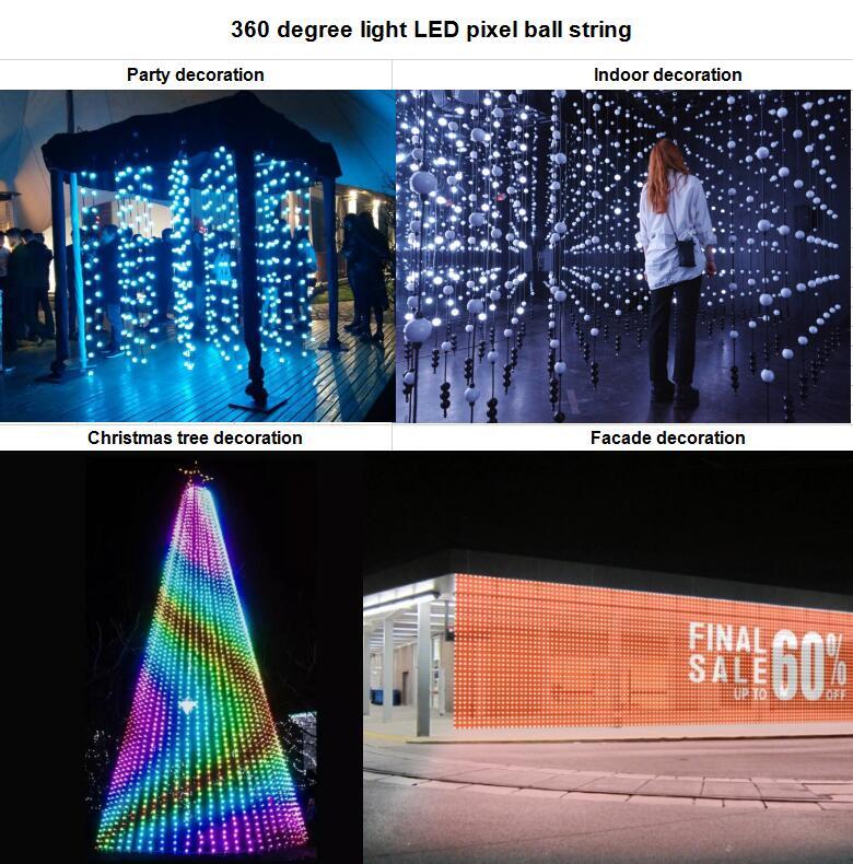 DC24V 360Degree 35mm 50mm SPI DMX Protocol Addressable LED Pixel Ball String Light (XXA-35B/50B)