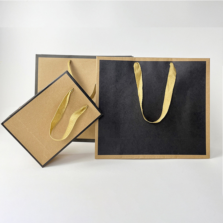 Custom Bordered Kraft Paper Bags - Luxury Retail Shopping Bags with Premium Edges 