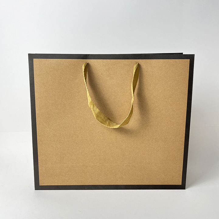 Custom Bordered Kraft Paper Bags - Luxury Retail Shopping Bags with Premium Edges 