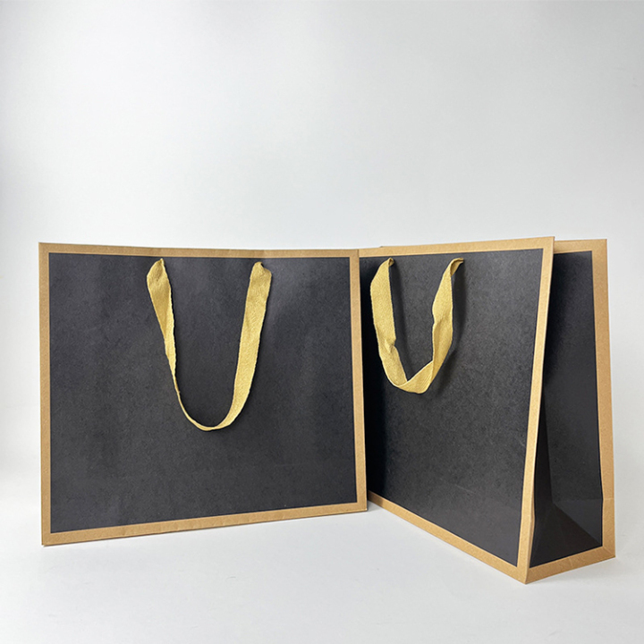 Custom Bordered Kraft Paper Bags - Luxury Retail Shopping Bags with Premium Edges 