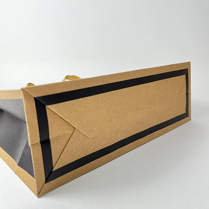 Custom Bordered Kraft Paper Bags - Luxury Retail Shopping Bags with Premium Edges 