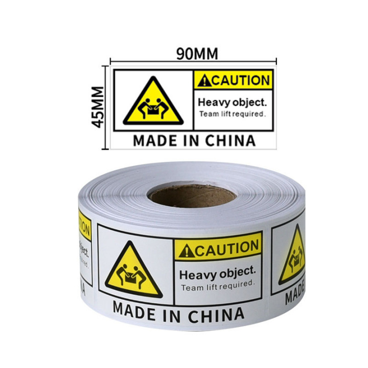 Caution Heavy Object Labels - Self-Adhesive Forklift Required Safety Stickers for Shipping & Warehouse 