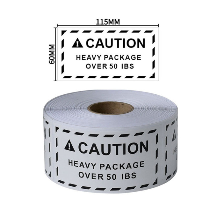 Caution Heavy Object Labels - Self-Adhesive Forklift Required Safety Stickers for Shipping & Warehouse 