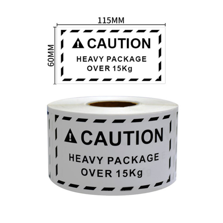 Caution Heavy Object Labels - Self-Adhesive Forklift Required Safety Stickers for Shipping & Warehouse 