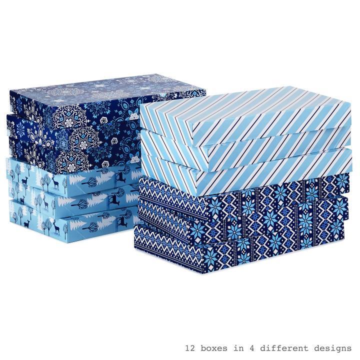 Wholesale Blue Snowflake Pattern Paper Gift Boxes for Retail & Event Gifting 