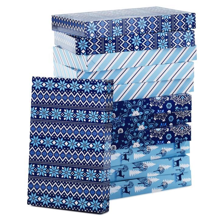 Wholesale Blue Snowflake Pattern Paper Gift Boxes for Retail & Event Gifting 