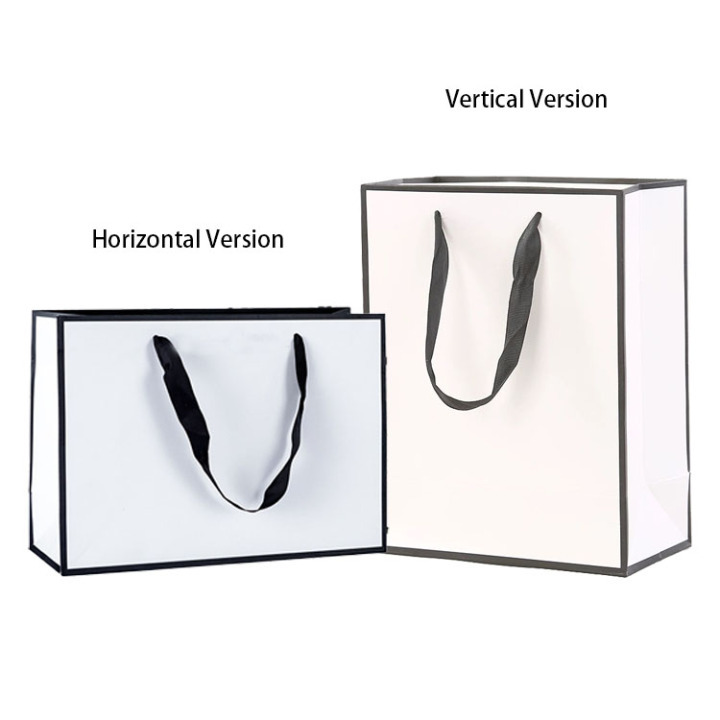 Elegant White Paper Bags with Black Handles for Retail & Branding 