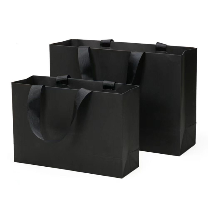 Premium Black White Kraft Paper Shopping Bags for Retail & Gifts 