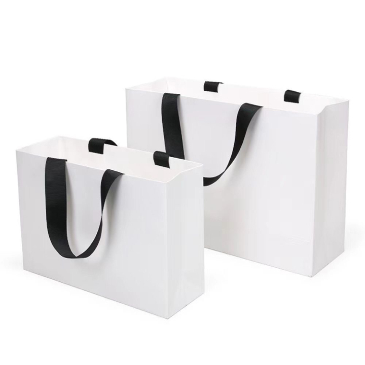 Premium Black White Kraft Paper Shopping Bags for Retail & Gifts 
