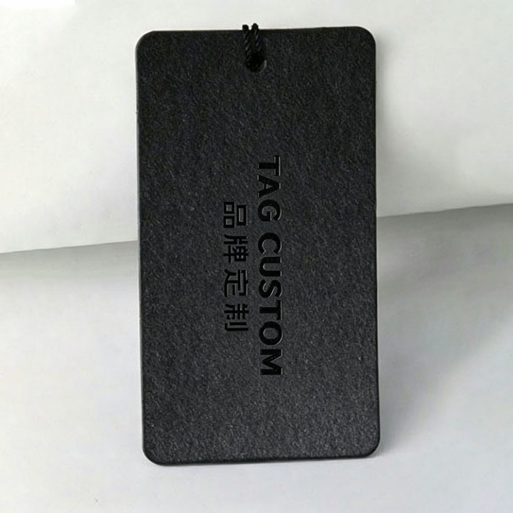 Custom Black Paper Hang Tags with Gold Foil Logo for Clothing 