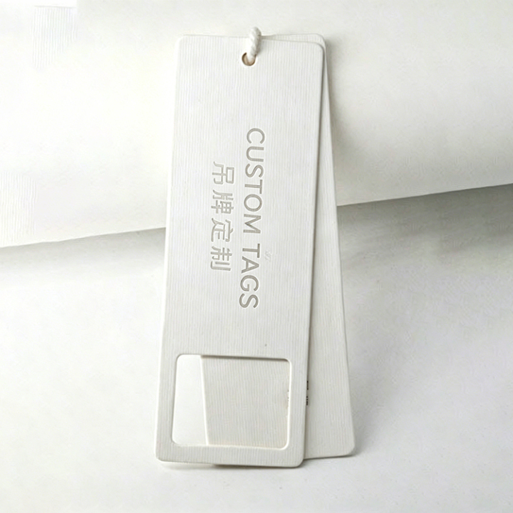 Custom Black Paper Hang Tags with Gold Foil Logo for Clothing 