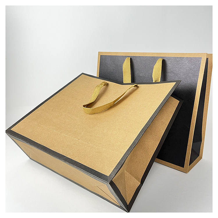 Custom Shopping Bags – Custom Bordered Kraft Paper Bags with Premium Edges 