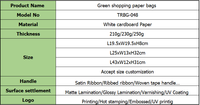 Wholesale Green Shopping Paper Bags - Custom Printable Eco Shopping bags  