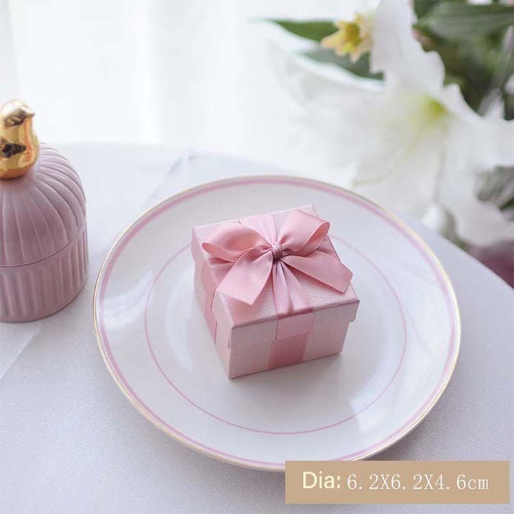 Custom Gift Boxes with Satin Ribbon, Luxury Pink Wedding Favor Boxes Bulk 