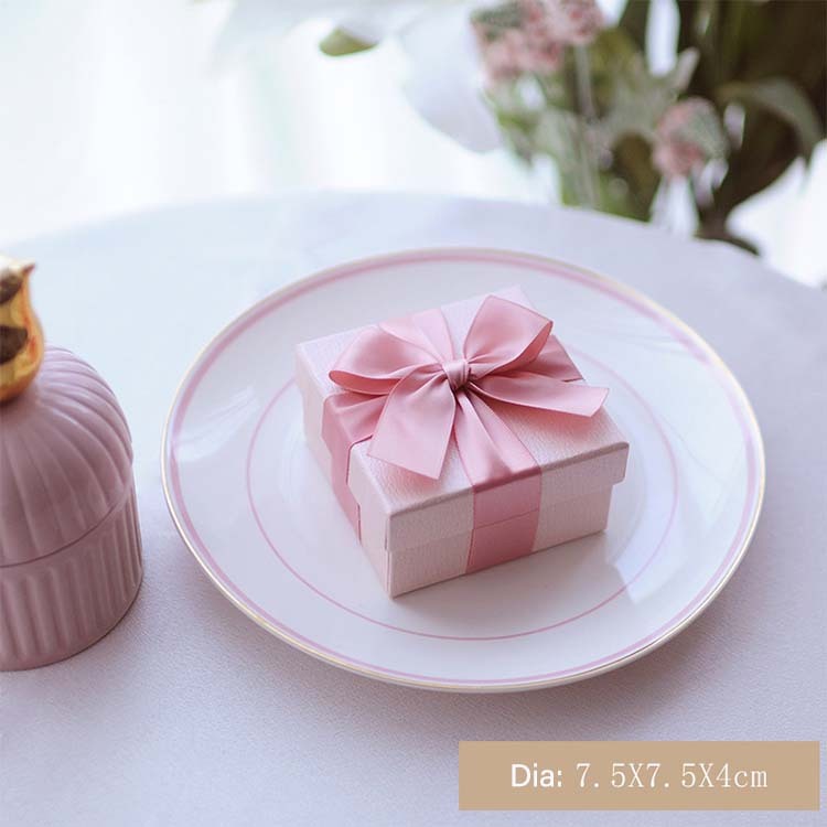 Custom Gift Boxes with Satin Ribbon, Luxury Pink Wedding Favor Boxes Bulk 