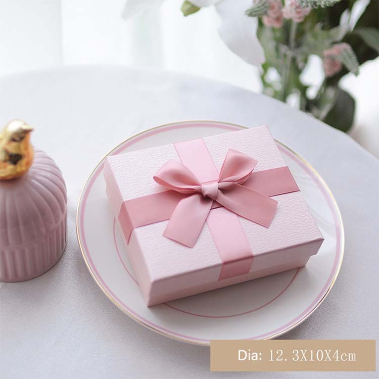 Custom Gift Boxes with Satin Ribbon, Luxury Pink Wedding Favor Boxes Bulk 