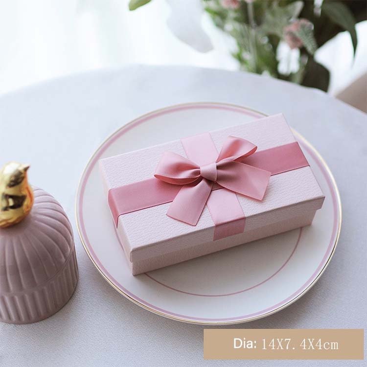Custom Gift Boxes with Satin Ribbon, Luxury Pink Wedding Favor Boxes Bulk 