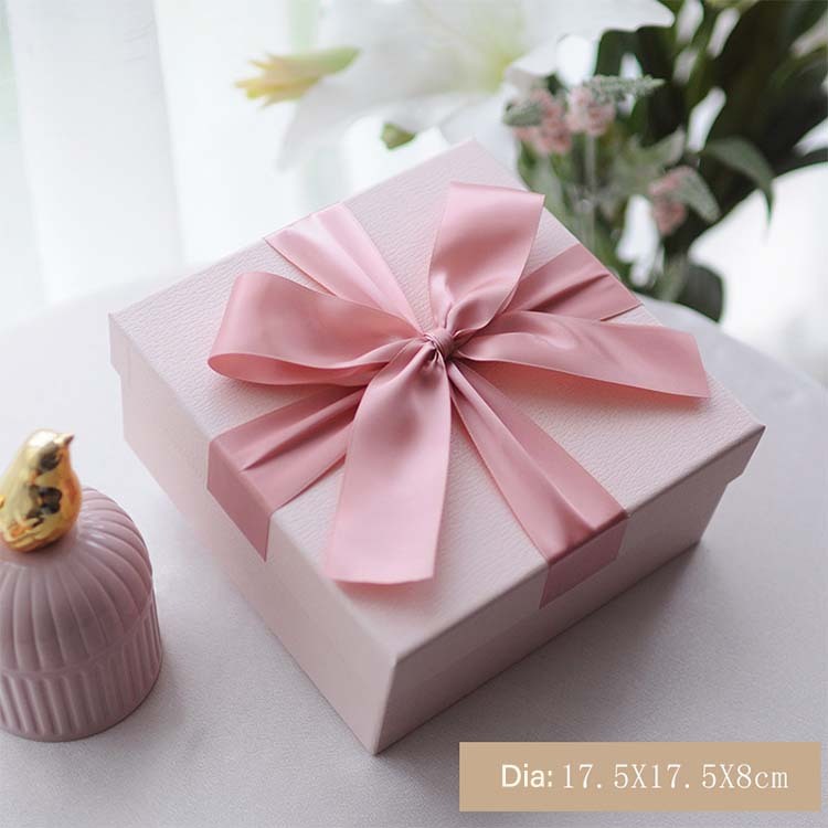 Custom Gift Boxes with Satin Ribbon, Luxury Pink Wedding Favor Boxes Bulk 
