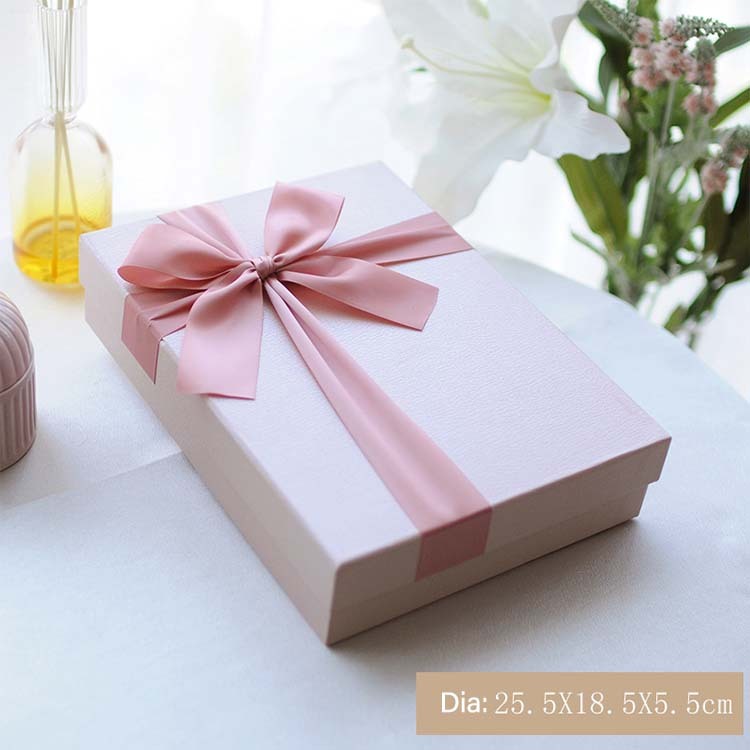 Custom Gift Boxes with Satin Ribbon, Luxury Pink Wedding Favor Boxes Bulk 