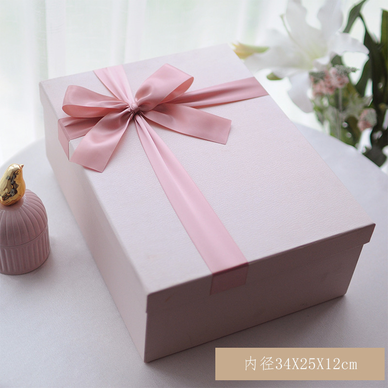 Custom Gift Boxes with Satin Ribbon, Luxury Pink Wedding Favor Boxes Bulk 