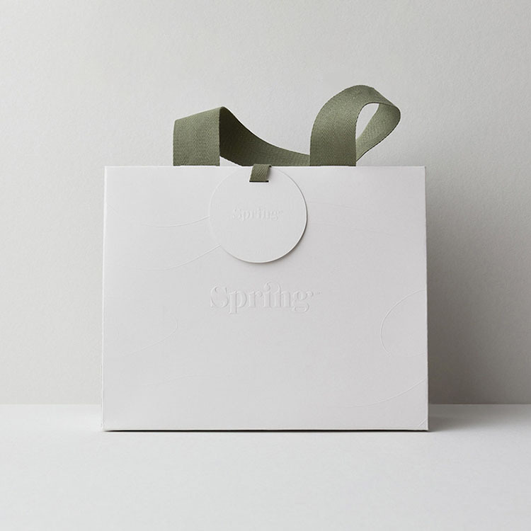 Premium Custom Logo White Gift Bags with Ribbon Handles for Retail 
