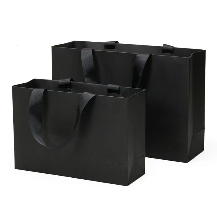 Premium Black White Kraft Paper Shopping Bags for Retail & Gifts 