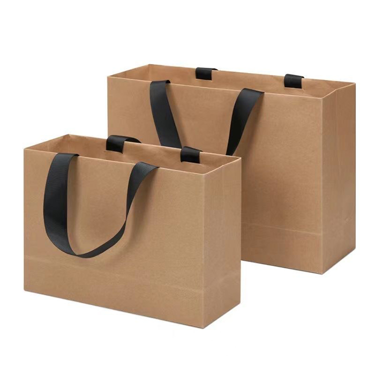 Premium Black White Kraft Paper Shopping Bags for Retail & Gifts 