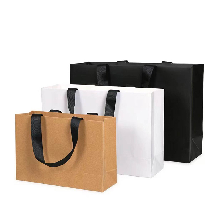 Premium Black White Kraft Paper Shopping Bags for Retail & Gifts 