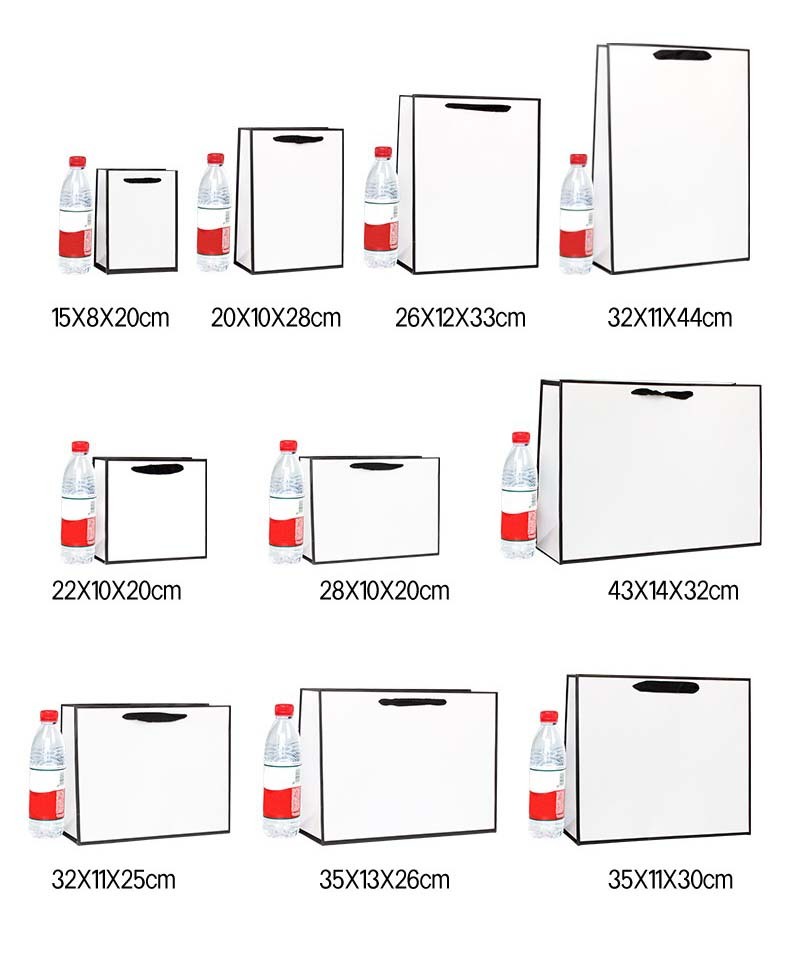 Elegant White Paper Bags with Black Handles for Retail & Branding 