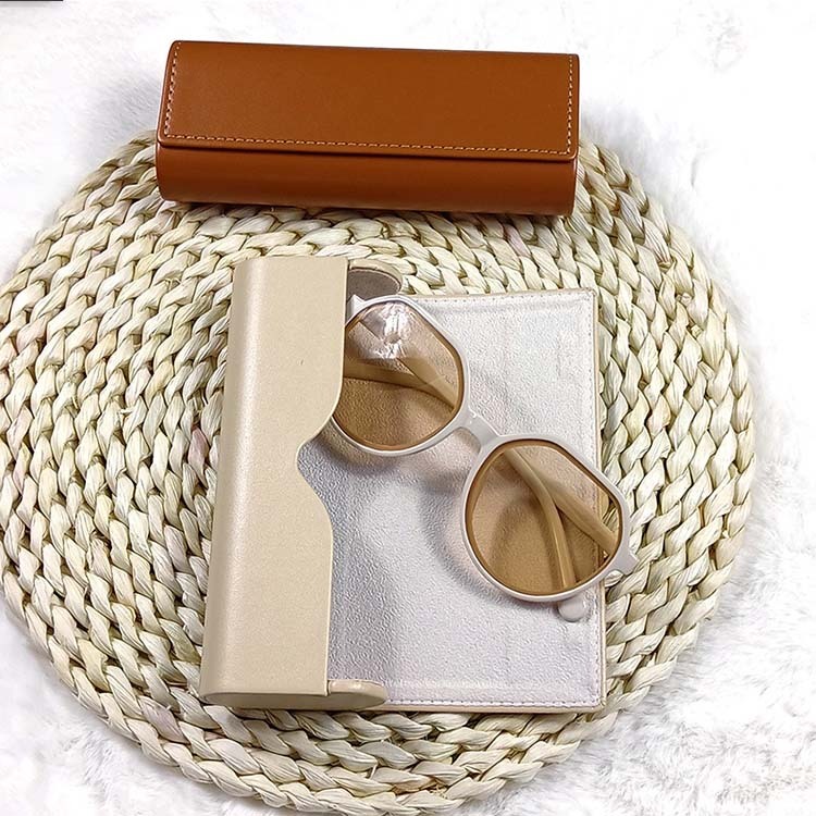 Wholesale Thick PU Leather Eyeglass Case Hard Shell Sunglasses Box 
