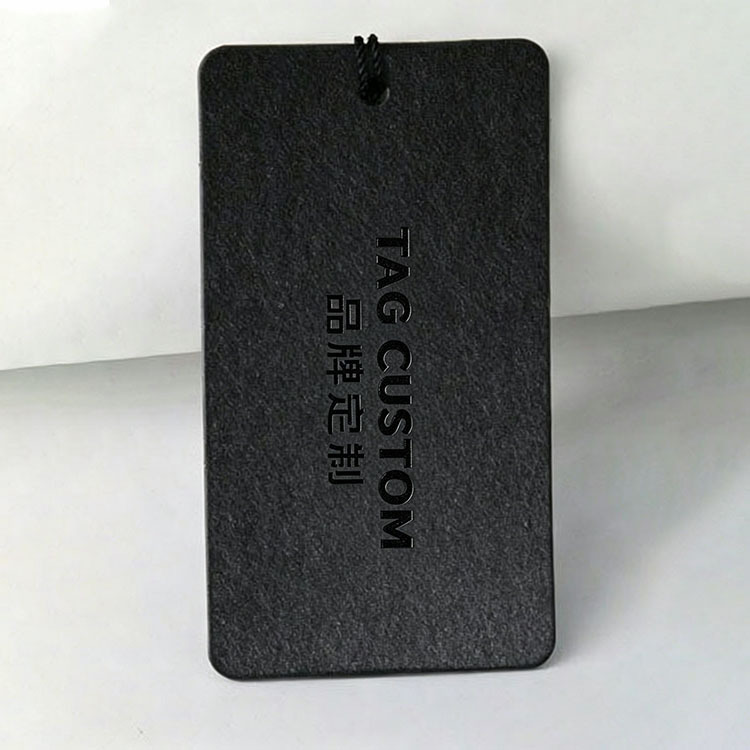 Custom Black Paper Hang Tags with Gold Foil Logo for Clothing 