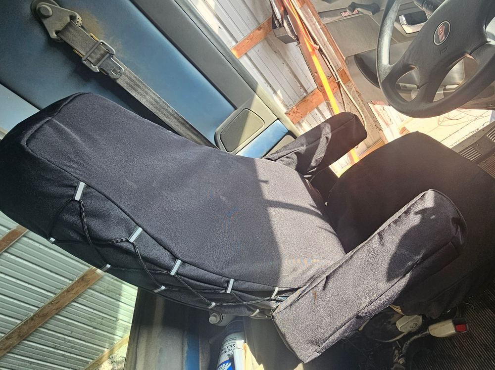 Custom fit seat cover for a Kenworth semi tractor seat