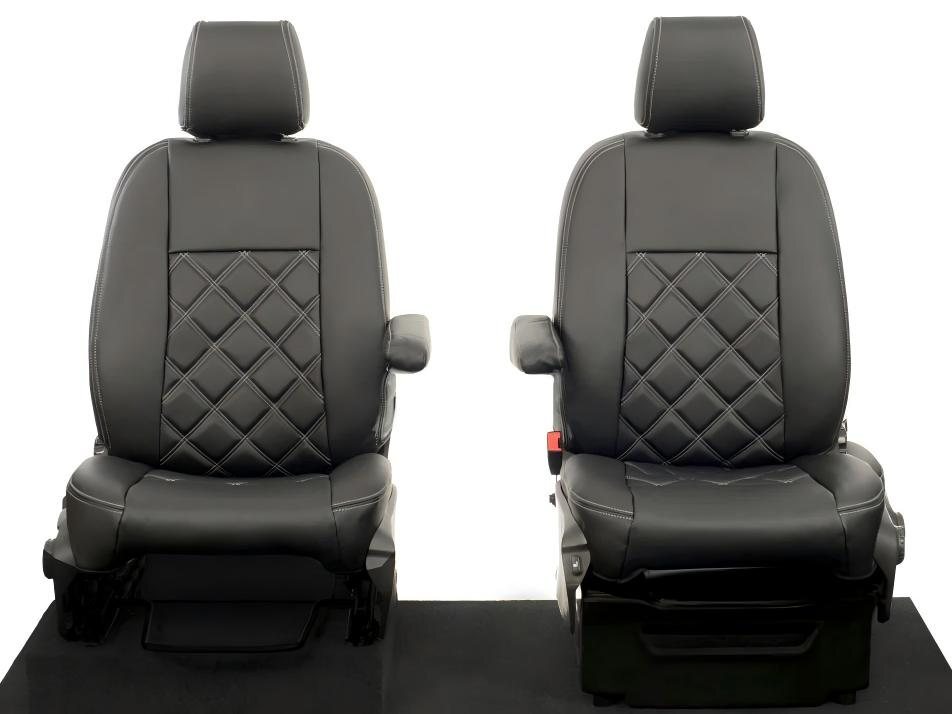 Tailored PVC leatherette seat covers with diamond stitch design