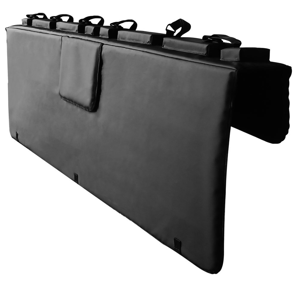 Tarpaulin flap tailgate pad on a pickup truck tailgate