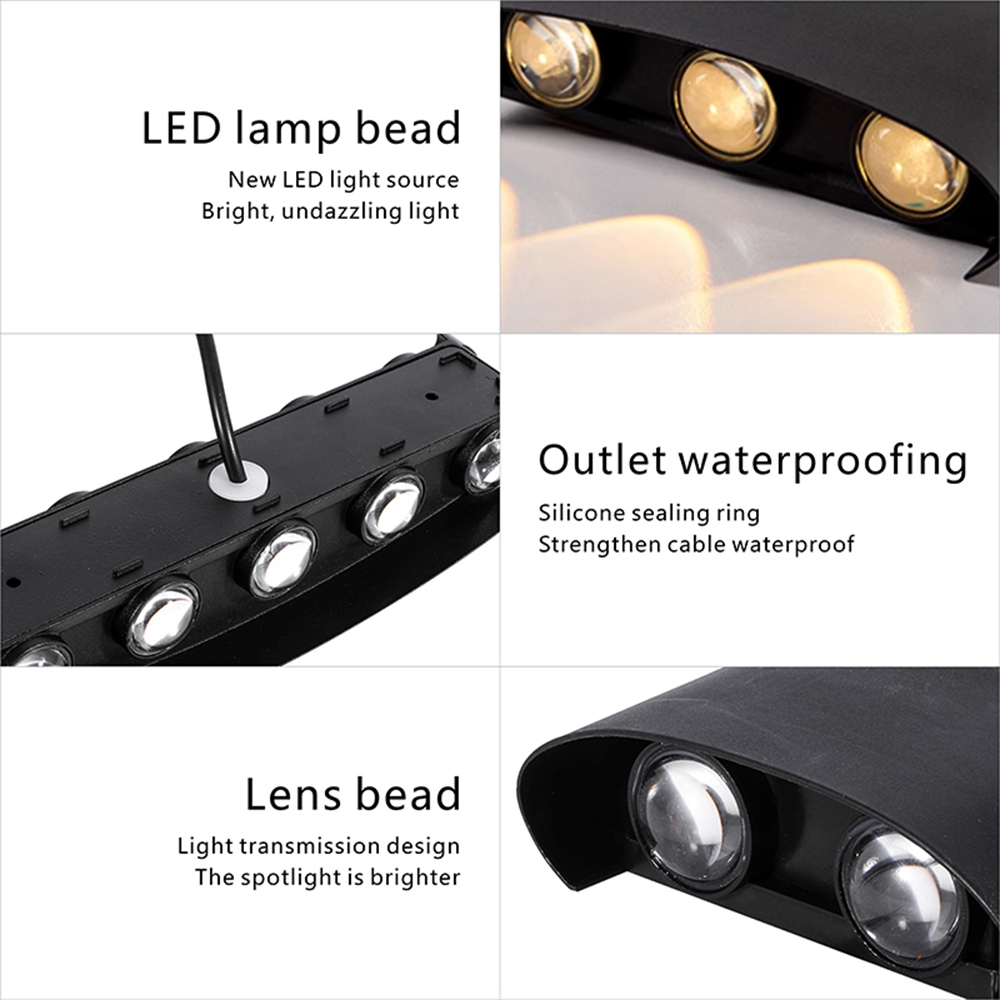 XZM Outdoor Wall Light,4W 6W 8W LED Square Up&Down Porch Lights 3000K /6500K  Outdoor Modern Wall Sconce Aluminum Porch & Patio Lights Exterior Light Fixture For Garden Backyard Garage XZM 4W 6W 8W LED Outdoor Wall Light - Modern Up & Down Sconce outdoor wall light, LED porch lights, modern wall sconce, exterior lighting, aluminum patio lights