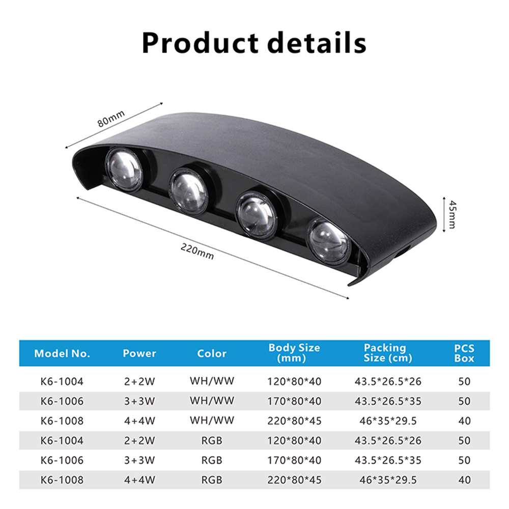 XZM Outdoor Wall Light,4W 6W 8W LED Square Up&Down Porch Lights 3000K /6500K  Outdoor Modern Wall Sconce Aluminum Porch & Patio Lights Exterior Light Fixture For Garden Backyard Garage XZM 4W 6W 8W LED Outdoor Wall Light - Modern Up & Down Sconce outdoor wall light, LED porch lights, modern wall sconce, exterior lighting, aluminum patio lights