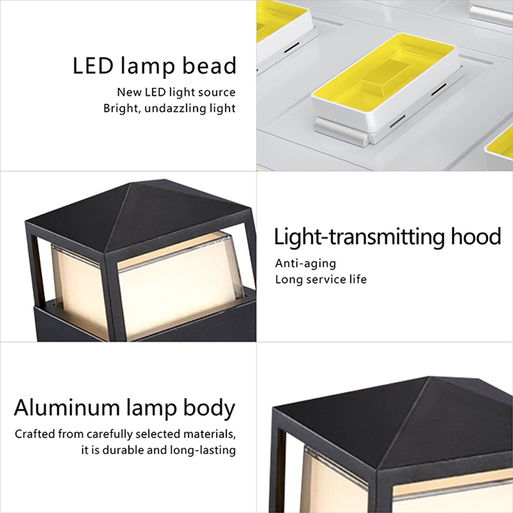 XZM Modern LED Wall Lamp, Black Aluminum, 12W, Waterproof IP66, Square and Round Design, High-Transparency Lampshade, Outdoor Indoor Lighting for Porch, Balcony, Garden XZM Modern LED Wall Lamp, Black Aluminum, 12W, Waterproof IP66 LED Wall Lamp, Waterproof Lighting, Indoor Outdoor Light, Black Aluminum, High-Transparency Lampshade
