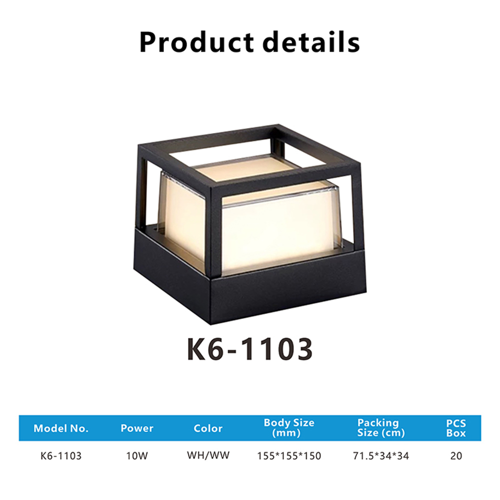 XZM Modern LED Wall Lamp, Black Aluminum, 12W, Waterproof IP66, Square and Round Design, High-Transparency Lampshade, Outdoor Indoor Lighting for Porch, Balcony, Garden XZM Modern LED Wall Lamp - Waterproof IP66 for Indoor & Outdoor LED wall lamp, waterproof lighting, porch lamp, garden light, modern design