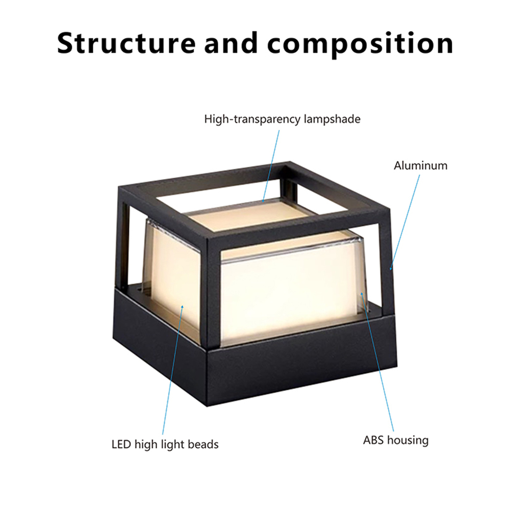 XZM Modern LED Wall Lamp, Black Aluminum, 12W, Waterproof IP66, Square and Round Design, High-Transparency Lampshade, Outdoor Indoor Lighting for Porch, Balcony, Garden XZM Modern LED Wall Lamp - Waterproof IP66 for Indoor & Outdoor LED wall lamp, waterproof lighting, porch lamp, garden light, modern design