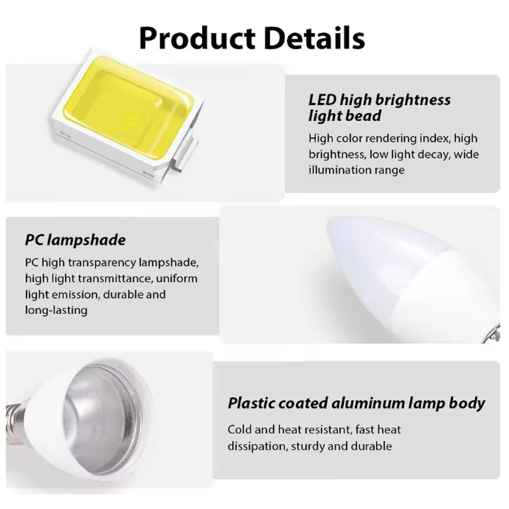 XZM Eye-Protected E27/E14 LED Bulb, High CRI 80, 10W Standard Candle Bulb, White light 6500K, C35 40W Halogen Equivalent Decorative Light Replacement for Chandelier Lighting XZM E27/E14 10W LED Bulb, Eye-Protective 6500K White Light LED Bulb, Eye-Protected, 6500K, Candle Bulb, Chandelier Light,led,led light
