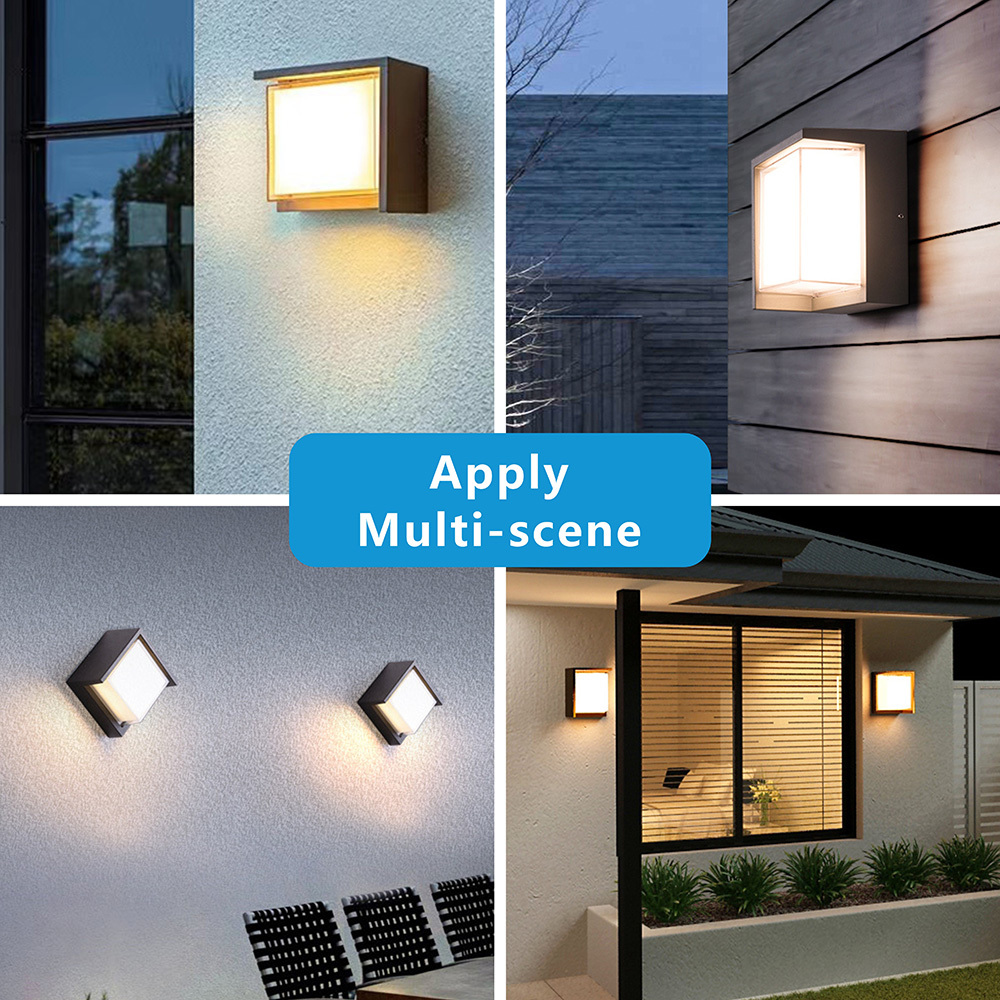 XZM LED wall light, 12W 3000K/6000K, modern outdoor porch light, 1000 lumens, double-layer aluminum square exterior wall mount, IP65 waterproof, suitable for house, balcony, porch and garden decoration XZM LED Wall Light 12W 3000K/6000K Modern Outdoor Porch Light LED wall light, outdoor porch light, waterproof wall light, aluminum exterior light,outdoor wall light