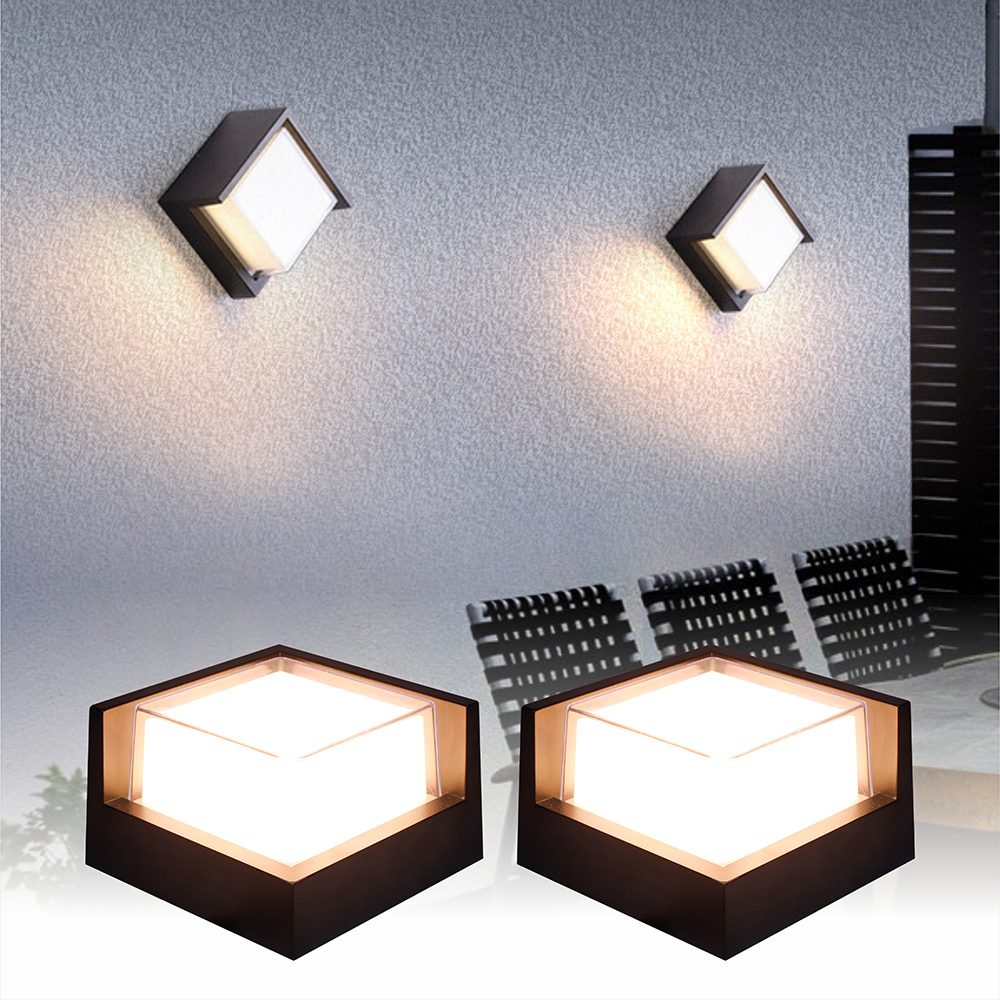 XZM LED wall light, 12W 3000K/6000K, modern outdoor porch light, 1000 lumens, double-layer aluminum square exterior wall mount, IP65 waterproof, suitable for house, balcony, porch and garden decoration XZM LED Wall Light 12W 3000K/6000K Modern Outdoor Porch Light LED wall light, outdoor porch light, waterproof wall light, aluminum exterior light,outdoor wall light