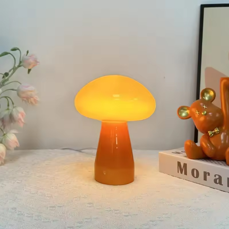 Eye-Caring Flicker-Free Soft Warm Glow Dimmable Retro Mushroom Bedside Lamp, Hand Blown Glass No Glare Low Blue Light Quiet Operation, for Bedroom Nightstand Nursery Reading Nook Kids Room, Plug-in Dimmable Lamp Vintage Mid-Century Hand Blown Glass Orange Mushroom Lamp | Dimmable Soft Ambient Glow Bedside Decor Lamp Cordless lamp, Rechargeable LED, Touch control, Dimmable light, Eye-caring,Mushroom Table Lamp,Macaron Desk Lamp,Mushroom Lamp,Glass Mushroom Lamp,Vintage Mushroom Lamp,Mid-Century Mushroom Lamp,Orange Mushroom Lamp,Hand Blown Glass Lamp,Retro Mushroom Table Lamp,Decorative Mushroom Lamp,Bedside Mushroom Lamp,Ambient Mushroom Lamp