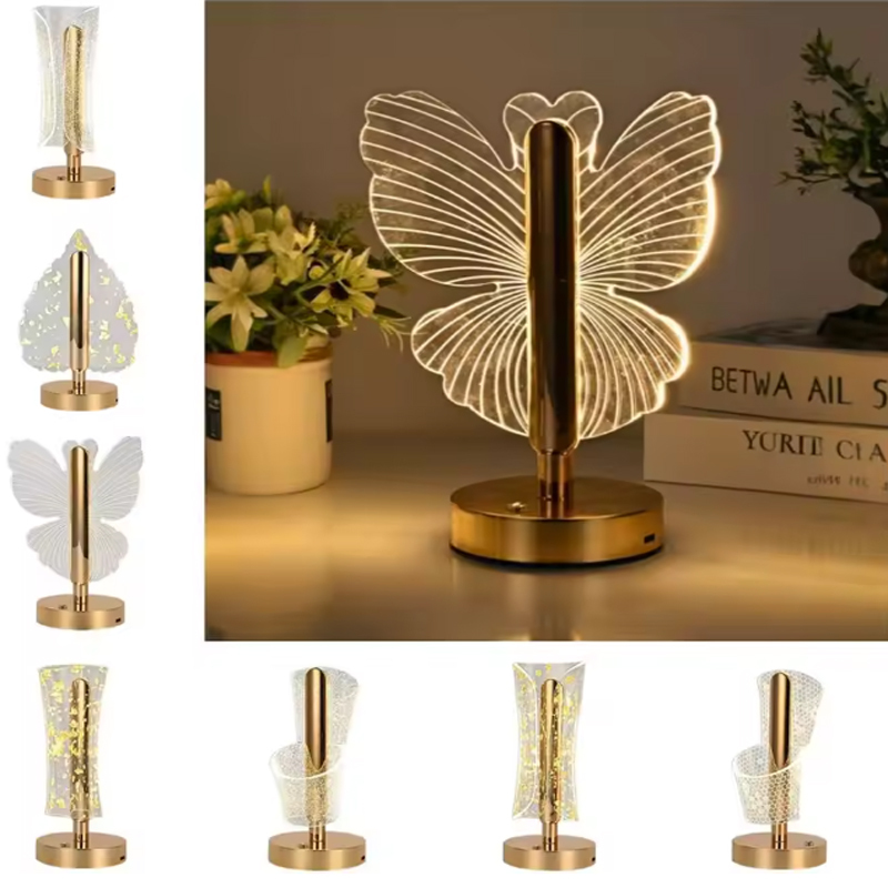 Romantic 3D Butterfly Acrylic LED Lamp Rechargeable Table Night Light, Interchangeable Lampshades Gold Base Warm Glow Cordless, for Valentine's Day Mother's Day Birthday Housewarming Gift, USB Rechargeable Romantic 3D Butterfly LED Table Lamp | Cordless Rechargeable for Home Decor Wedding Valentine Gift bedside lamp,Bedside Table Lamp,Table Lamp,night light,Tulip Table Lamp,LED Tulip Night Light,Crystal Table Lamp,Badminton Shape Lamp,Luxury LED Table Lamp,Rechargeable Crystal Lamp,3 Color Dimmable Lamp,Glam Decorative Lamp,Crystal Night Light,Gold Base Table Lamp,Sparkling Crystal Lamp,Romantic Table Lamp