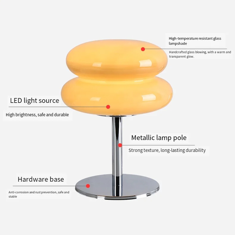 Aesthetic Vintage Dimmable Macaron Donut Egg Tart LED Table Lamp, Frosted Glass Chrome Base Flicker-Free Eye-Caring Glow, for Bedroom Living Room Dorm Home Office Decor, USB Powered 3 Color Modes Aesthetic Retro Donut LED Table Lamp | Dimmable USB Powered Eye-Caring Lamp for Bedroom Home Decor bedside lamp,Bedside Table Lamp,Table Lamp,night light,Tulip Table Lamp