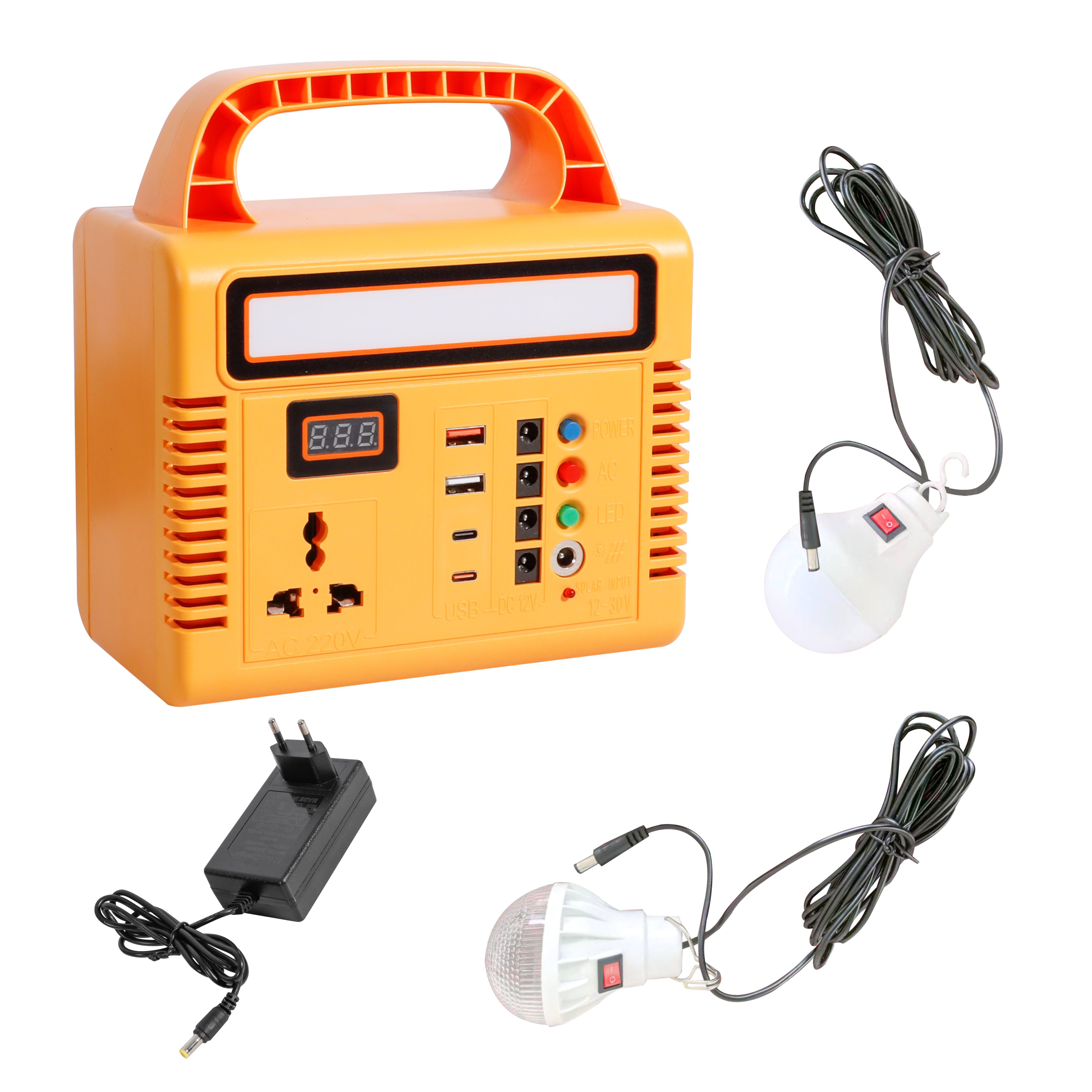 Portable Solar Power Station Kit with Foldable Solar Panel & 2 LED Bulbs, 220V Multi-Port Output Solar Generator with Digital Battery Display, Dual Charging Solar Lighting System for Home Backup Power Outage Off-Grid Living Camping Outdoor Emergency Portable Solar Power Station Kit with Foldable Solar Panel portable solar power station, solar generator, emergency power, off-grid solar, outdoor lighting,solar power station kit,portable solar generator,solar lighting system,solar power kit